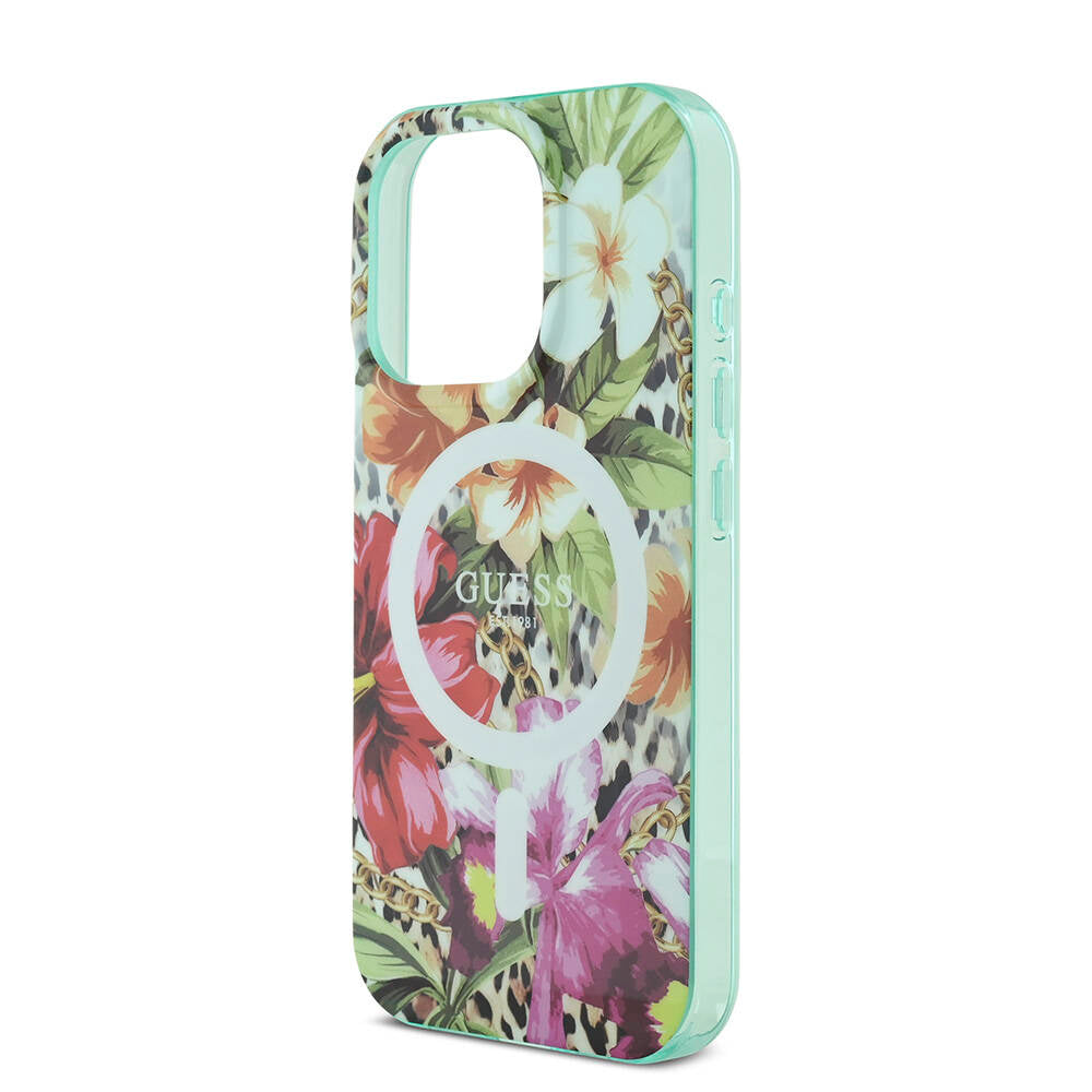iPhone 16 Pro Max Kılıf Guess Orjinal Lisanslı M-safe Şarj Özellikli IML Baskılı Jungle Ring Kapak