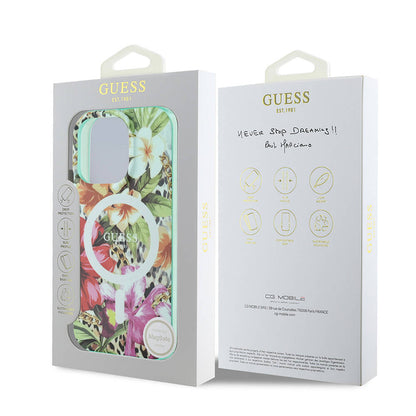 iPhone 16 Pro Max Kılıf Guess Orjinal Lisanslı M-safe Şarj Özellikli IML Baskılı Jungle Ring Kapak