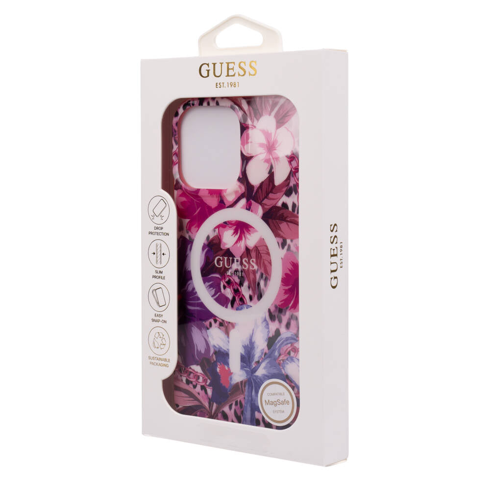 iPhone 16 Pro Max Kılıf Guess Orjinal Lisanslı M-safe Şarj Özellikli IML Baskılı Jungle Ring Kapak
