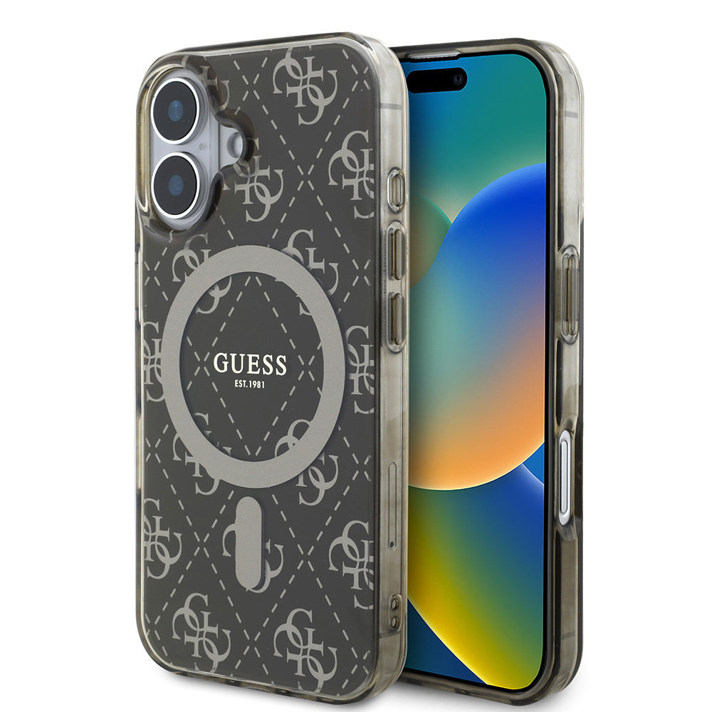 iPhone 16 Pro Max Kılıf Guess Orjinal Lisanslı M-safe Şarj Özellikli IML Baskılı Klasik Logolu 4G Desenli Kapak