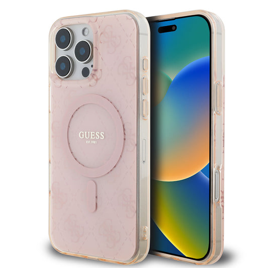 iPhone 16 Pro Max Kılıf Guess Orjinal Lisanslı M-safe Şarj Özellikli IML Baskılı Klasik Logolu 4G Desenli Kapak