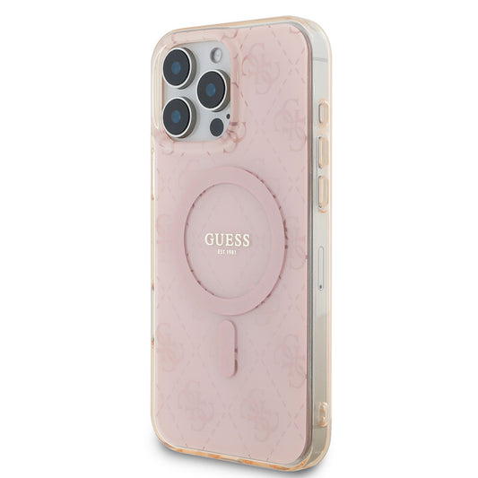 iPhone 16 Pro Max Kılıf Guess Orjinal Lisanslı M-safe Şarj Özellikli IML Baskılı Klasik Logolu 4G Desenli Kapak