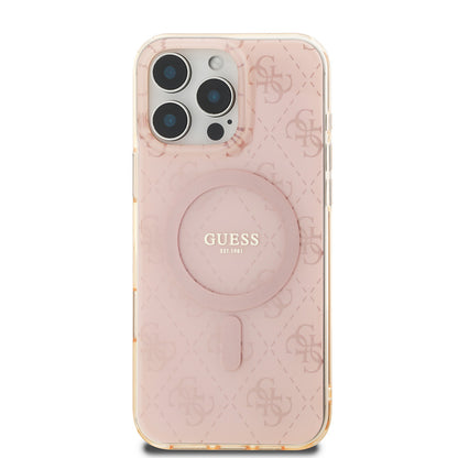iPhone 16 Pro Max Kılıf Guess Orjinal Lisanslı M-safe Şarj Özellikli IML Baskılı Klasik Logolu 4G Desenli Kapak