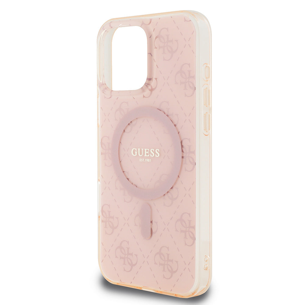iPhone 16 Pro Max Kılıf Guess Orjinal Lisanslı M-safe Şarj Özellikli IML Baskılı Klasik Logolu 4G Desenli Kapak