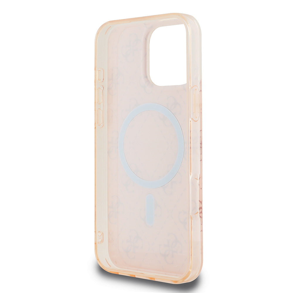 iPhone 16 Pro Max Kılıf Guess Orjinal Lisanslı M-safe Şarj Özellikli IML Baskılı Klasik Logolu 4G Desenli Kapak
