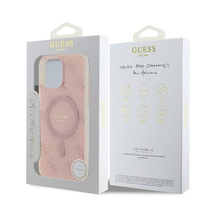 iPhone 16 Pro Max Kılıf Guess Orjinal Lisanslı M-safe Şarj Özellikli IML Baskılı Klasik Logolu 4G Desenli Kapak