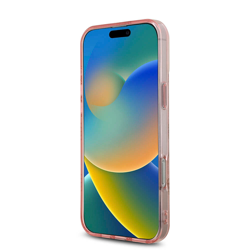 iPhone 16 Pro Max Kılıf Guess Orjinal Lisanslı M-safe Şarj Özellikli IML Peony ve 4G Desenli Klasik Logolu Kapak