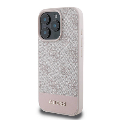 iPhone 16 Pro Max Kılıf Guess Orjinal Lisanslı M-safe Şarj Özellikli PU Deri Şerit Logo Dizaynlı Kapak