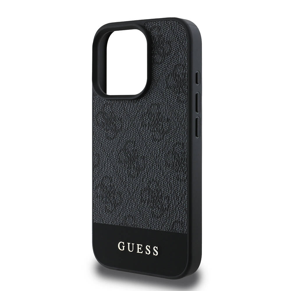 iPhone 16 Pro Max Kılıf Guess Orjinal Lisanslı M-safe Şarj Özellikli PU Deri Şerit Logo Dizaynlı Kapak