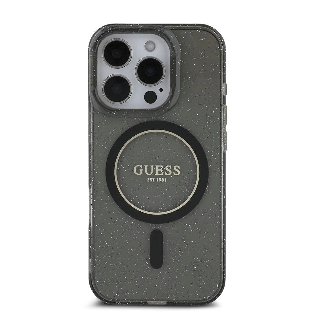 iPhone 16 Pro Max Kılıf Guess Orjinal Lisanslı M-safe Şarj Özellikli Simli Silikon İnci Bileklikli Kapak