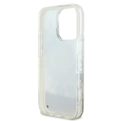 iPhone 16 Pro Max Kılıf Guess Orjinal Lisanslı M-safe Şarj Özellikli Sıvılı Simli Çiçek Desenli Kapak