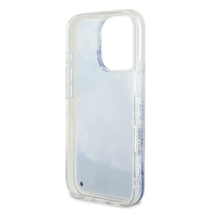 iPhone 16 Pro Max Kılıf Guess Orjinal Lisanslı M-safe Şarj Özellikli Sıvılı Simli Çiçek Desenli Kapak