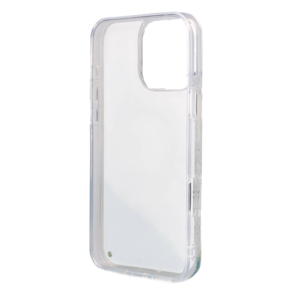 iPhone 16 Pro Max Kılıf Guess Orjinal Lisanslı M-safe Şarj Özellikli Sıvılı Simli Çiçek Desenli Kapak