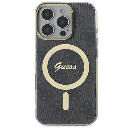 iPhone 16 Pro Max Kılıf Guess Orjinal Lisanslı M-safe Şarj Özellikli Yazı Logolu 4G Desenli Kapak