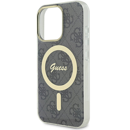 iPhone 16 Pro Max Kılıf Guess Orjinal Lisanslı M-safe Şarj Özellikli Yazı Logolu 4G Desenli Kapak