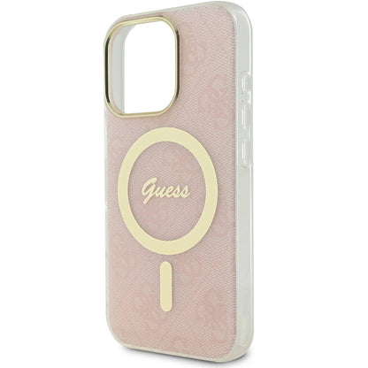 iPhone 16 Pro Max Kılıf Guess Orjinal Lisanslı M-safe Şarj Özellikli Yazı Logolu 4G Desenli Kapak