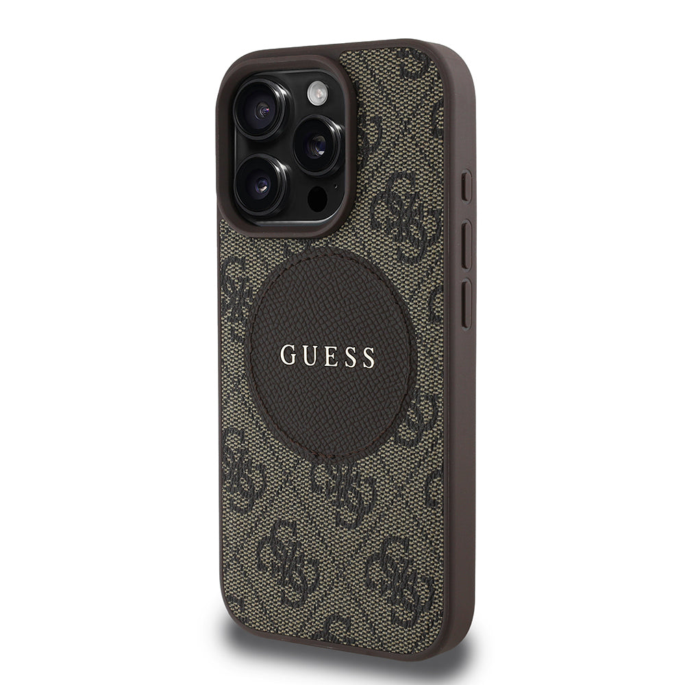 iPhone 16 Pro Max Kılıf Guess Orjinal Lisanslı M-safe Şarj Özellikli Yazı Logolu Circle Classic Kapak