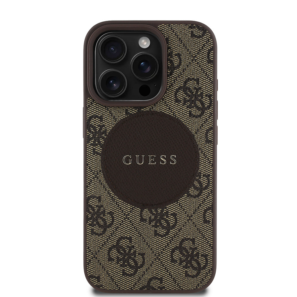 iPhone 16 Pro Max Kılıf Guess Orjinal Lisanslı M-safe Şarj Özellikli Yazı Logolu Circle Classic Kapak