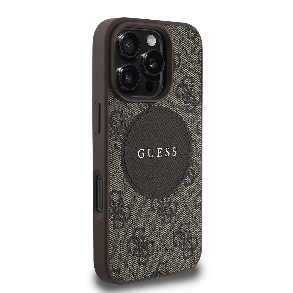 iPhone 16 Pro Max Kılıf Guess Orjinal Lisanslı M-safe Şarj Özellikli Yazı Logolu Circle Classic Kapak
