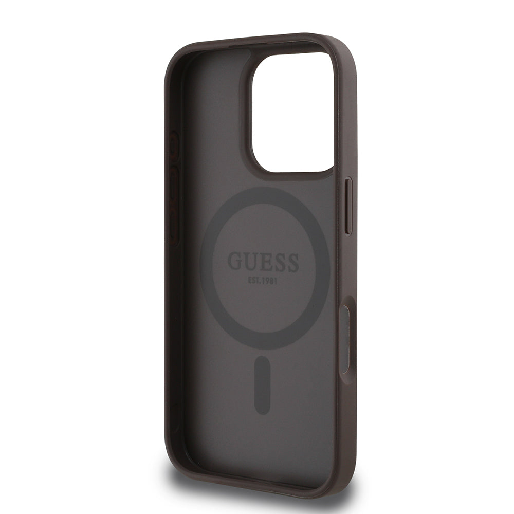 iPhone 16 Pro Max Kılıf Guess Orjinal Lisanslı M-safe Şarj Özellikli Yazı Logolu Circle Classic Kapak