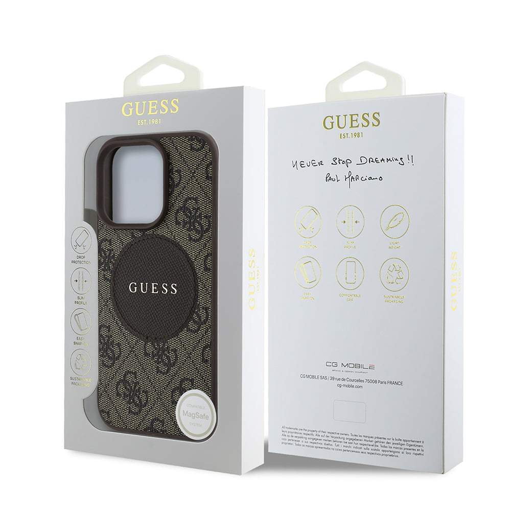 iPhone 16 Pro Max Kılıf Guess Orjinal Lisanslı M-safe Şarj Özellikli Yazı Logolu Circle Classic Kapak