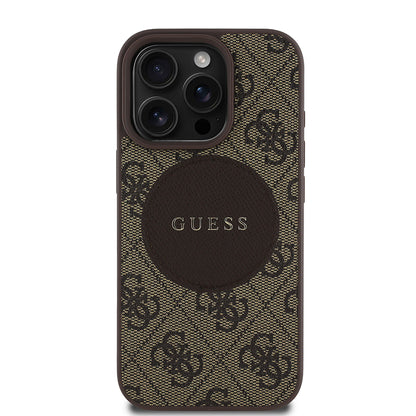 iPhone 16 Pro Max Kılıf Guess Orjinal Lisanslı M-safe Şarj Özellikli Yazı Logolu Circle Classic Kapak
