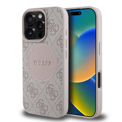 iPhone 16 Pro Max Kılıf Guess Orjinal Lisanslı M-safe Şarj Özellikli Yazı Logolu Circle Classic Kapak