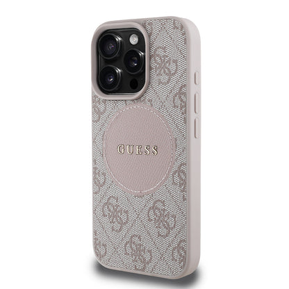 iPhone 16 Pro Max Kılıf Guess Orjinal Lisanslı M-safe Şarj Özellikli Yazı Logolu Circle Classic Kapak