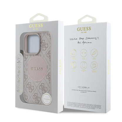 iPhone 16 Pro Max Kılıf Guess Orjinal Lisanslı M-safe Şarj Özellikli Yazı Logolu Circle Classic Kapak