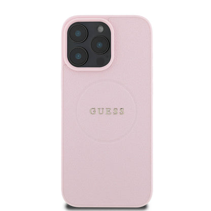 iPhone 16 Pro Max Kılıf Guess Orjinal Lisanslı M-safe Şarj Özellikli Yazı Logolu Grained Kapak