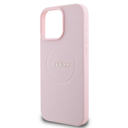 iPhone 16 Pro Max Kılıf Guess Orjinal Lisanslı M-safe Şarj Özellikli Yazı Logolu Grained Kapak