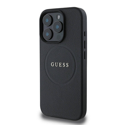 iPhone 16 Pro Max Kılıf Guess Orjinal Lisanslı M-safe Şarj Özellikli Yazı Logolu Grained Kapak