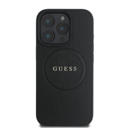iPhone 16 Pro Max Kılıf Guess Orjinal Lisanslı M-safe Şarj Özellikli Yazı Logolu Grained Kapak