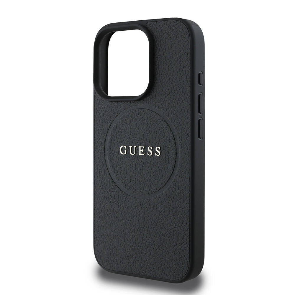 iPhone 16 Pro Max Kılıf Guess Orjinal Lisanslı M-safe Şarj Özellikli Yazı Logolu Grained Kapak