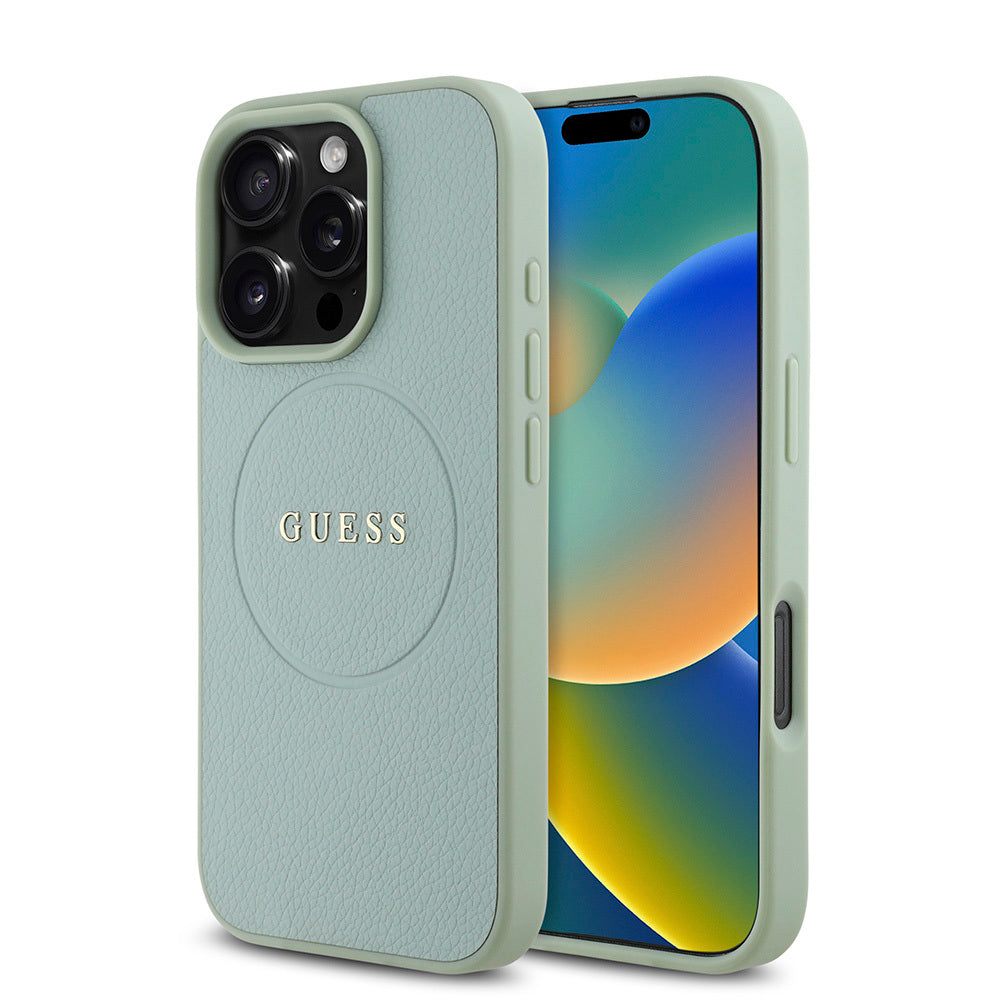 iPhone 16 Pro Max Kılıf Guess Orjinal Lisanslı M-safe Şarj Özellikli Yazı Logolu Grained Kapak