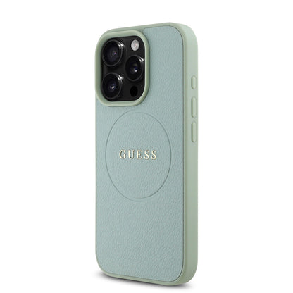 iPhone 16 Pro Max Kılıf Guess Orjinal Lisanslı M-safe Şarj Özellikli Yazı Logolu Grained Kapak