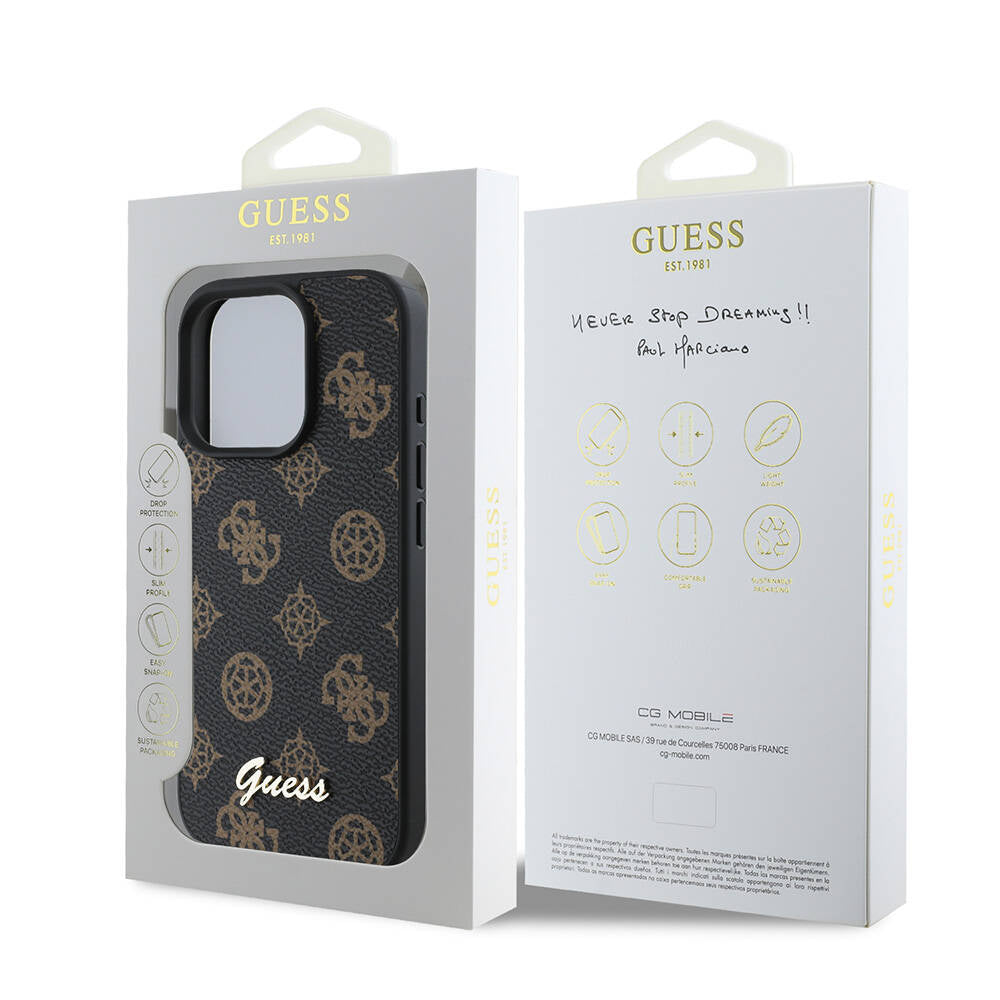 iPhone 16 Pro Max Kılıf Guess Orjinal Lisanslı M-safe Şarj Özellikli Yazı Logolu Peony Kapak