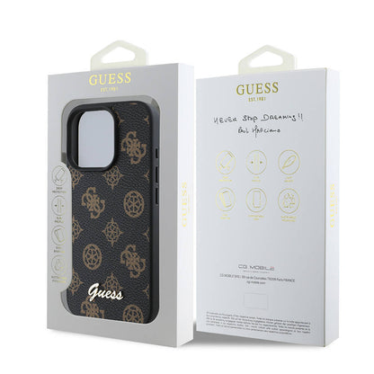 iPhone 16 Pro Max Kılıf Guess Orjinal Lisanslı M-safe Şarj Özellikli Yazı Logolu Peony Kapak
