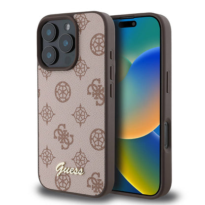 iPhone 16 Pro Max Kılıf Guess Orjinal Lisanslı M-safe Şarj Özellikli Yazı Logolu Peony Kapak