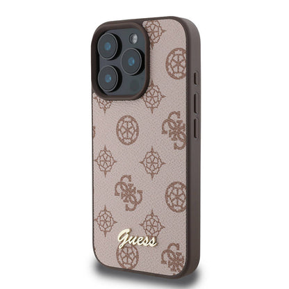 iPhone 16 Pro Max Kılıf Guess Orjinal Lisanslı M-safe Şarj Özellikli Yazı Logolu Peony Kapak