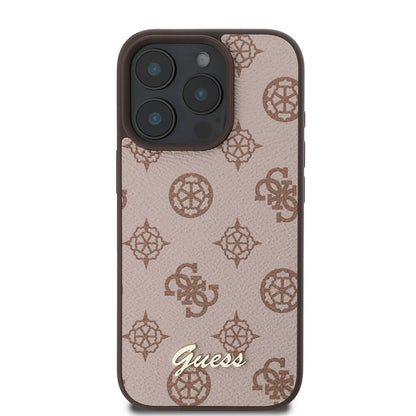 iPhone 16 Pro Max Kılıf Guess Orjinal Lisanslı M-safe Şarj Özellikli Yazı Logolu Peony Kapak
