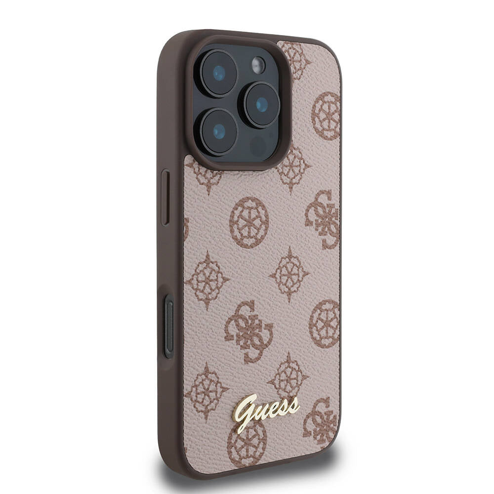 iPhone 16 Pro Max Kılıf Guess Orjinal Lisanslı M-safe Şarj Özellikli Yazı Logolu Peony Kapak