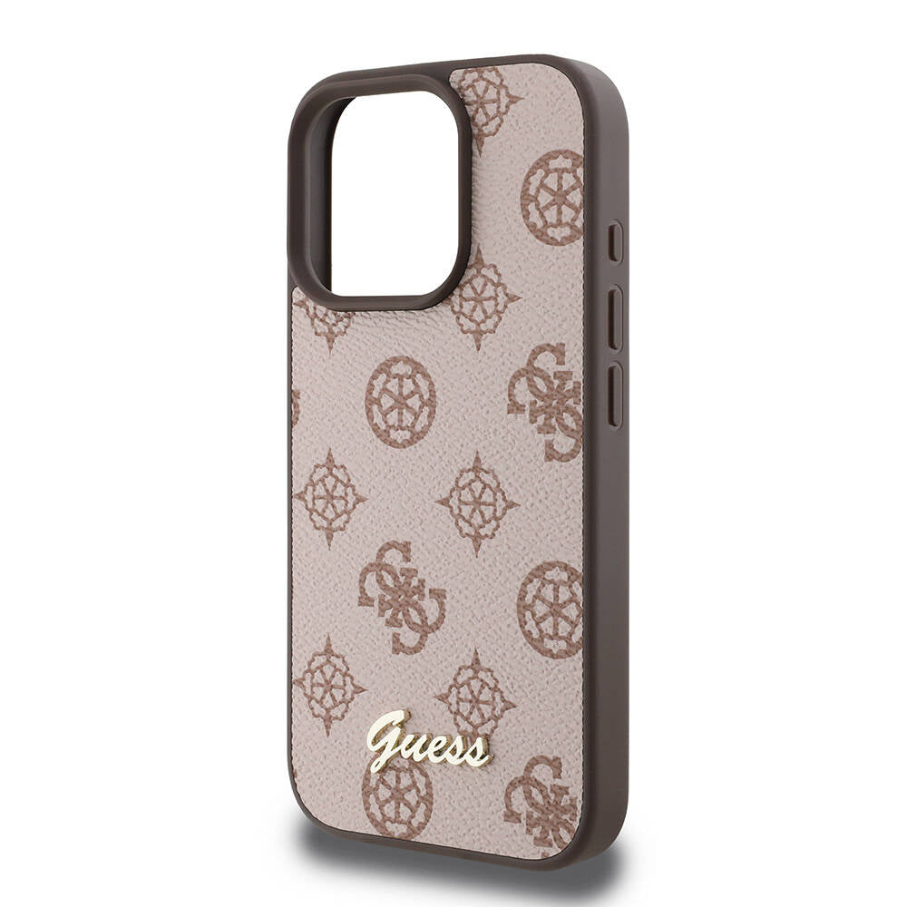 iPhone 16 Pro Max Kılıf Guess Orjinal Lisanslı M-safe Şarj Özellikli Yazı Logolu Peony Kapak
