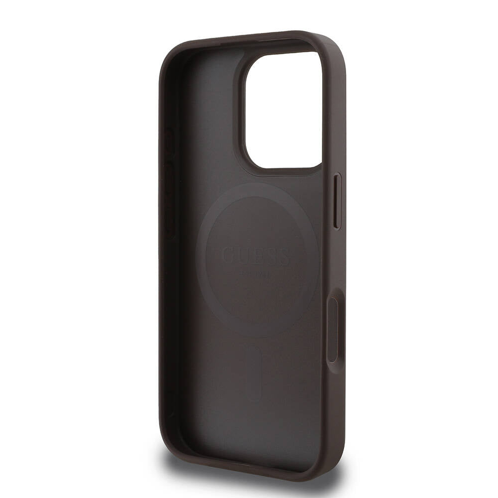 iPhone 16 Pro Max Kılıf Guess Orjinal Lisanslı M-safe Şarj Özellikli Yazı Logolu Peony Kapak
