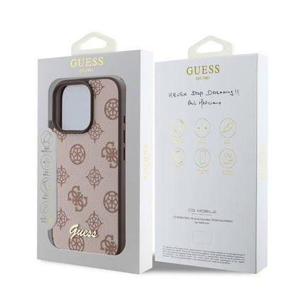 iPhone 16 Pro Max Kılıf Guess Orjinal Lisanslı M-safe Şarj Özellikli Yazı Logolu Peony Kapak