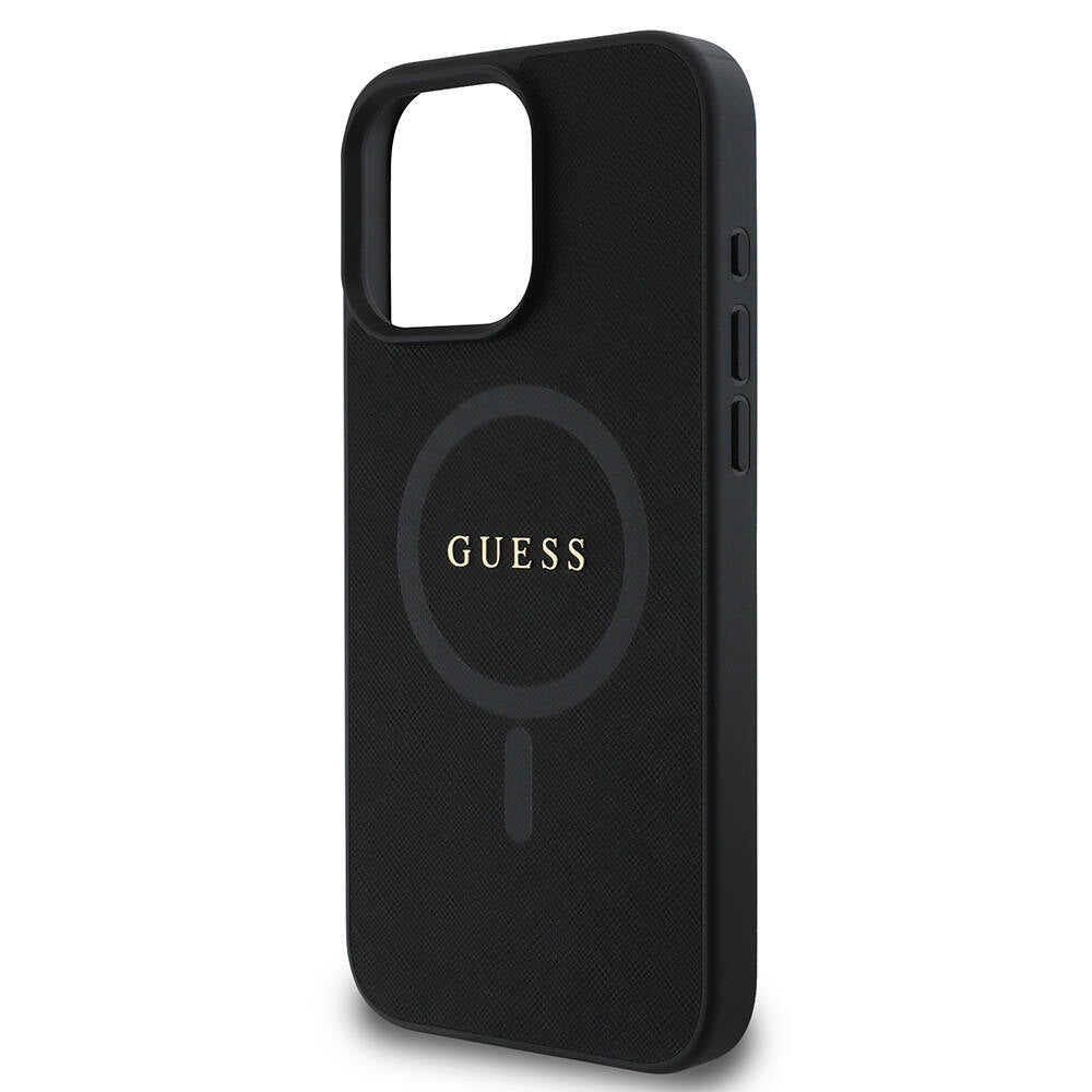 iPhone 16 Pro Max Kılıf Guess Orjinal Lisanslı M-safe Şarj Özellikli Yazı Logolu Saffiano Classic Kapak