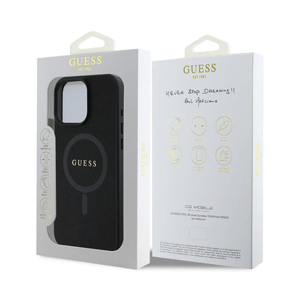 iPhone 16 Pro Max Kılıf Guess Orjinal Lisanslı M-safe Şarj Özellikli Yazı Logolu Saffiano Classic Kapak