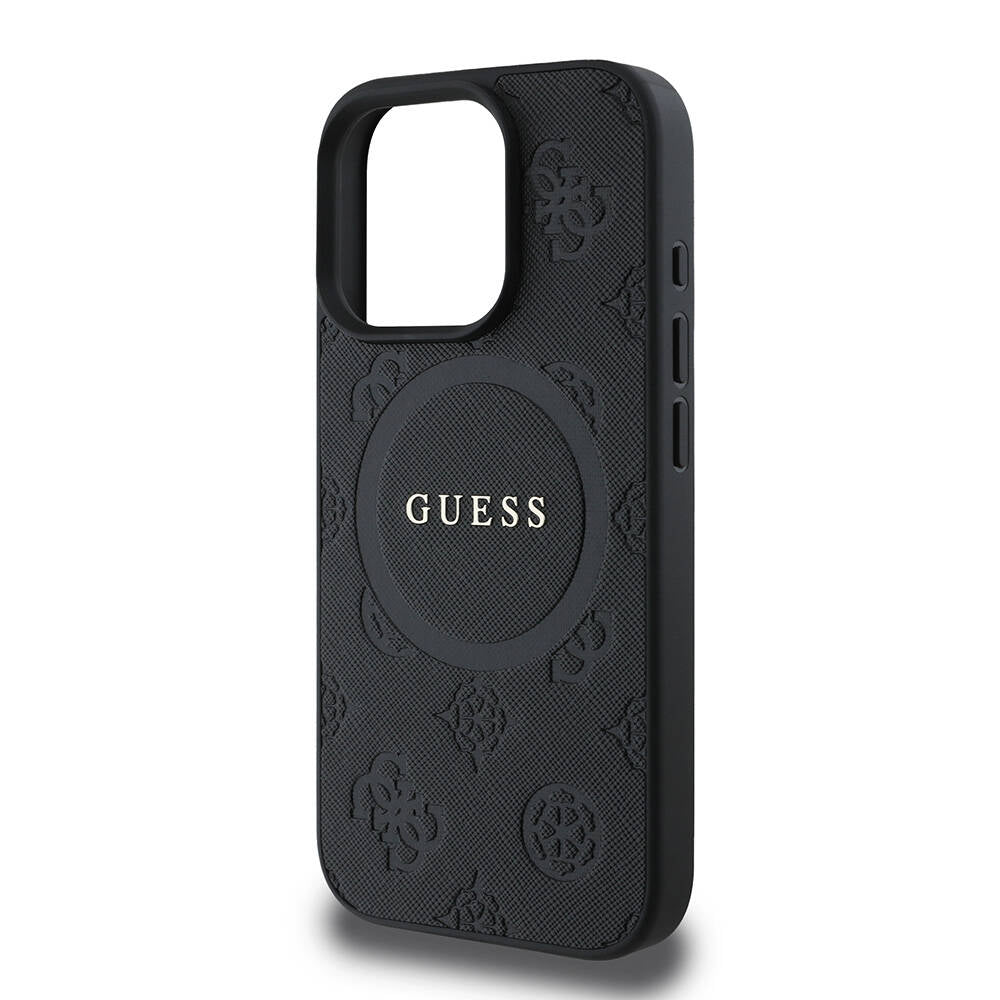 iPhone 16 Pro Max Kılıf Guess Orjinal Lisanslı M-safe Şarj Özellikli Yazı Logolu Saffiano Peony Kapak