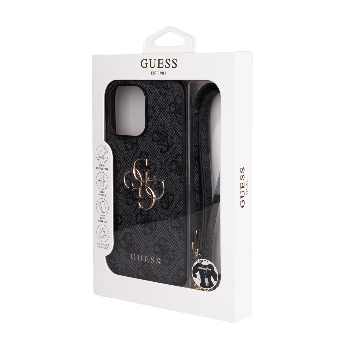 iPhone 16 Pro Max Kılıf Guess Orjinal Lisanslı PU Deri 4G Büyük Metal Logolu Çapraz Vücut Askılı Kapak