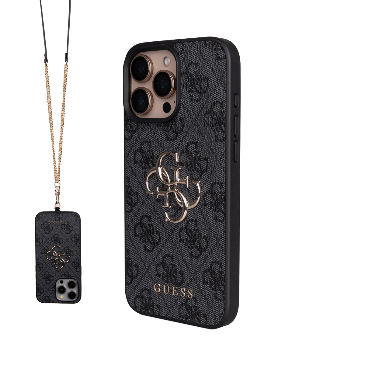iPhone 16 Pro Max Kılıf Guess Orjinal Lisanslı PU Deri 4G Büyük Metal Logolu Çapraz Vücut Askılı Kapak